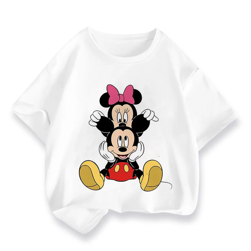 T Shirt Cartoon Disney Baby Kids Boys Girls Children Mickey Mouse Short Sleeve Summer Clothing Kawaii Minnie Print Tee Toddler