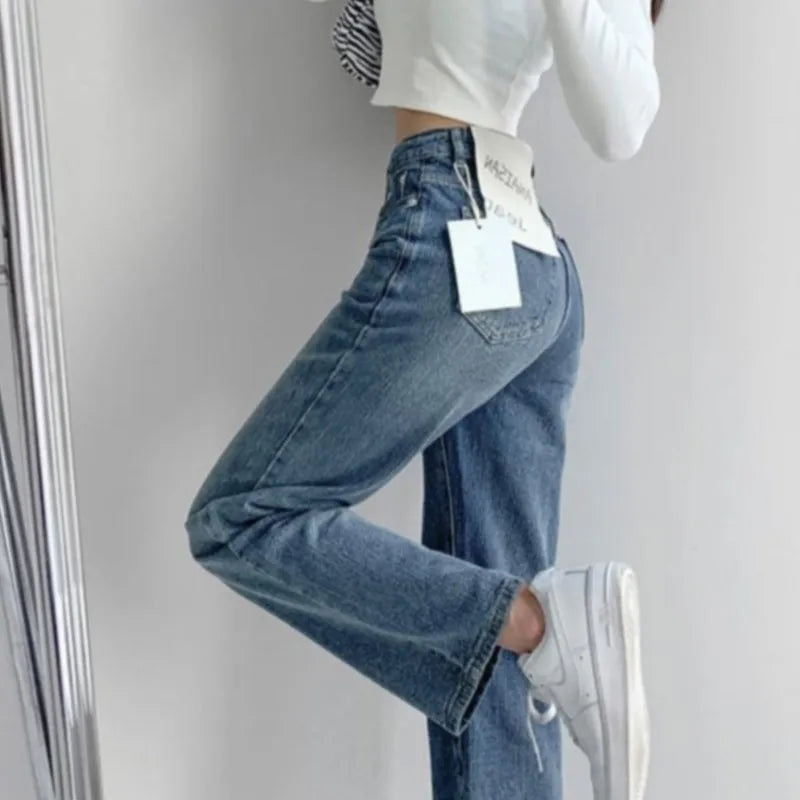 New Arrivals Denim Jeans Women's High-Waisted Loose Straight Classic Fashion Dropship Female Daily Denim Pants Four Season