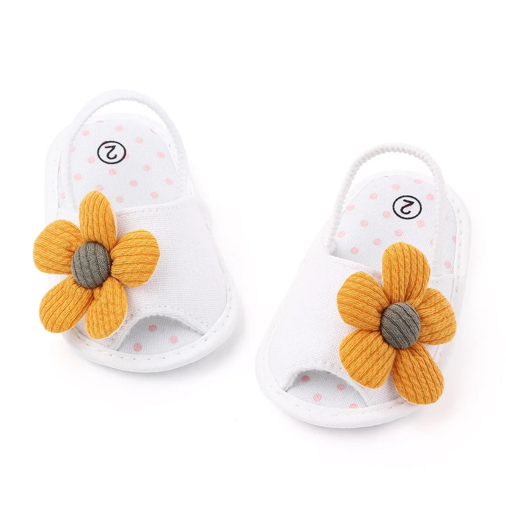 Baby Sandal with Hairband Cute Flower Design Soft Cotton Sandal for Spring and Summer Baby Girl 0-18M