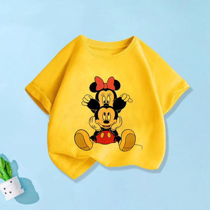 T Shirt Cartoon Disney Baby Kids Boys Girls Children Mickey Mouse Short Sleeve Summer Clothing Kawaii Minnie Print Tee Toddler