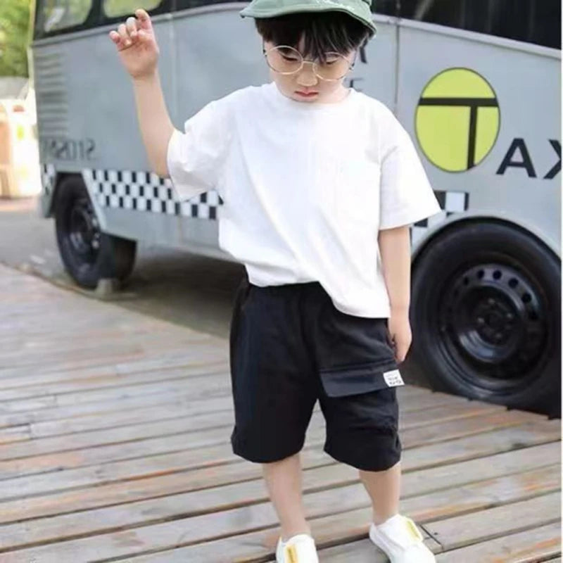 2024 Summer Boy Cool Casual Sports Cotton Shorts Fashion Baby Boy Cargo Shorts Children Elastic Waist Pant Kids Trousers Clothes