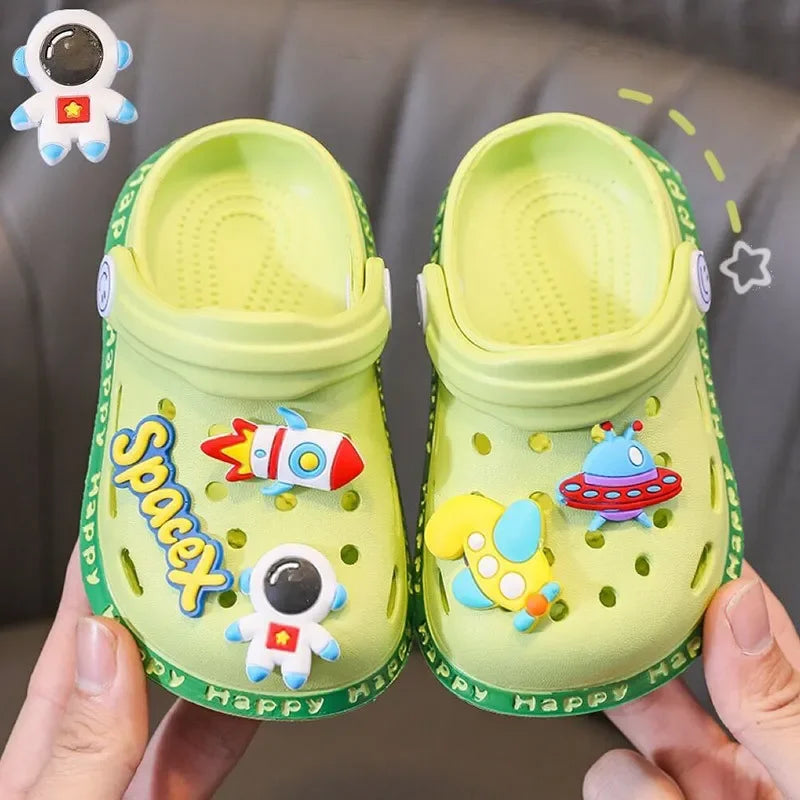 Kids Sandals Hole Children's Shoes Slippers Soft Anti-Skid Cartoon DIY Design Hole Baby Shoes Sandy Beach For Boys Girls