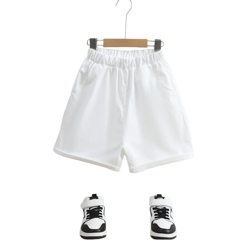 Boys2024 new fashion casual all-match summer simple white shorts