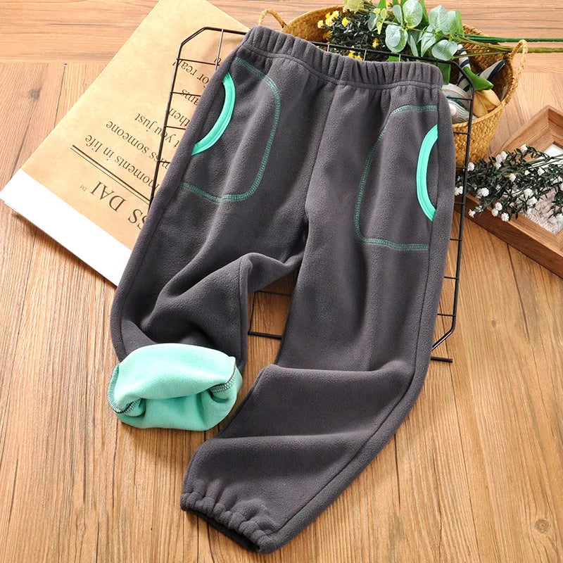 2-14 Years Spring Fall Winter Girls Boys Kids Thermal Trousers Elastic Waist Polar Fleece Girls Boys Jogger Sweatpant Warm Pants