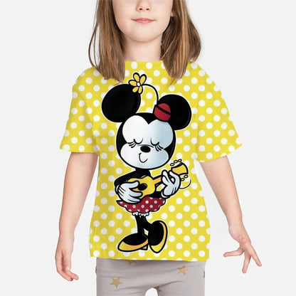 New Summer Kids Cartoon T-Shirt Minnie Mouse Short Sleeve Fashion Breathable Casual Adult Kids Teen Identical 3d Casual T-Shirt