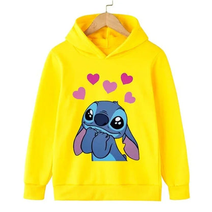 Kawaii Lilo Stitch Hoodie Kids Clothes Girls Clothing Fashion Baby Boys Clothes Autumn Warm Stitch Sweatshirt Children Tops