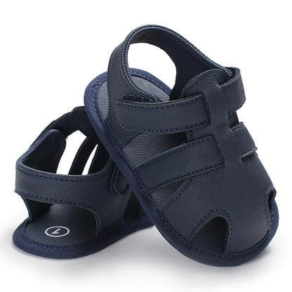 Summer 0-18 Months Baby Sandals Handsome Boys Headband Anti Kick PU Breathable Casual Walking Shoes