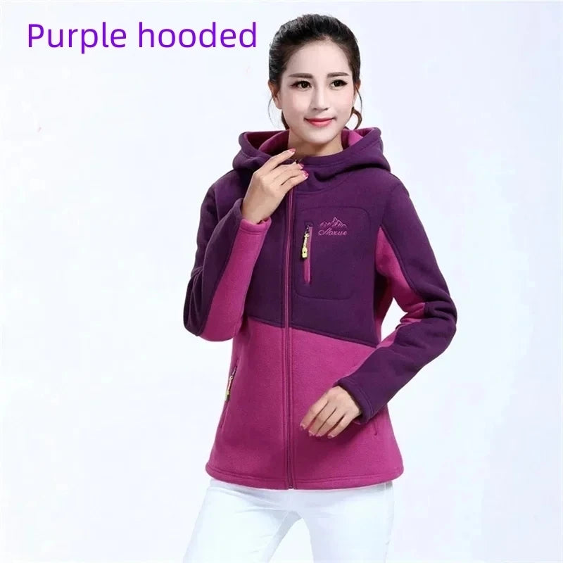 Autumn Spring Women's Sweatershirt Plush Thickened Young And Middle-aged Fleece Coat Female Blouse Loose Zip Embroidered Jacket