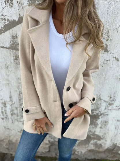 Autumn and winter 2024 new women's wool jacket casual loose lapel false pocket cardigan