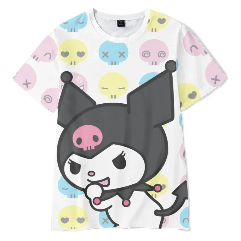 2023 Anime Cartoon Summer Kuromi T-Shirt My Melody Hello Kitty 3D Print Cartoons Clothes Kid Girl Boy Fashion T Shirt Casual Top