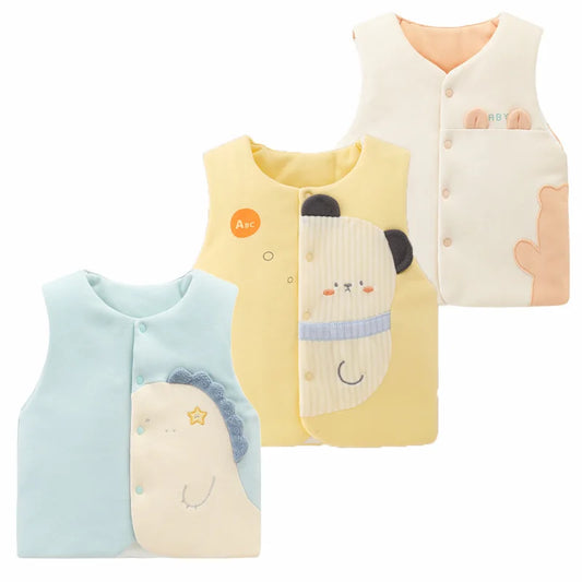 0-1Y Newborn Baby Vest Cotton Toddler Waistcoat Sleeveless Jacket for Girls Boys Vests Winter Children Clothes Cartoon