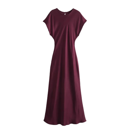 TRAF 2024 Midi Satin Dress Woman Long Dresses For Women Chic And Elegant Evening Dresses Female Party Dress