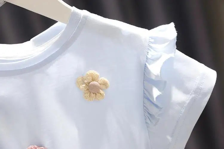 Summer Girls T-shirt New Children's Baby Cute Lace Short-sleeved Top Little Girl Cotton Bottoming Shirt