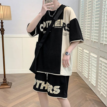 Top Shorts Sets Man Casual Sports Suits 2024 Trend Tracksuit Basic Summer Print T Shirt Original Brands Jogging Men's Clothing O