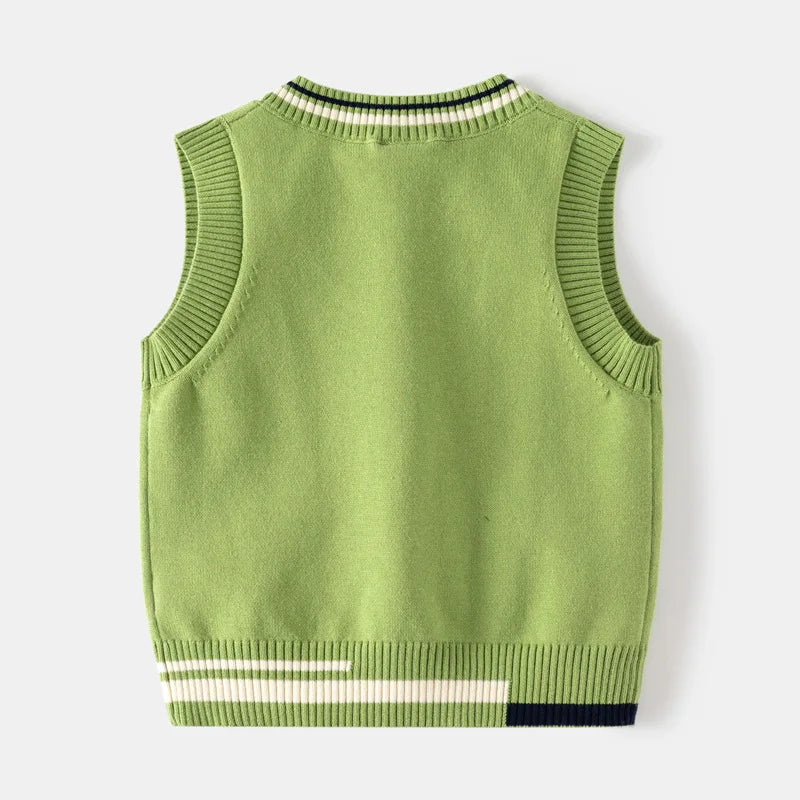 IYEAL Children Boys' Sweater Baby V-neck Sweater Tank Top 2023 Autumn New Korean Edition Boys' Sweater Vest