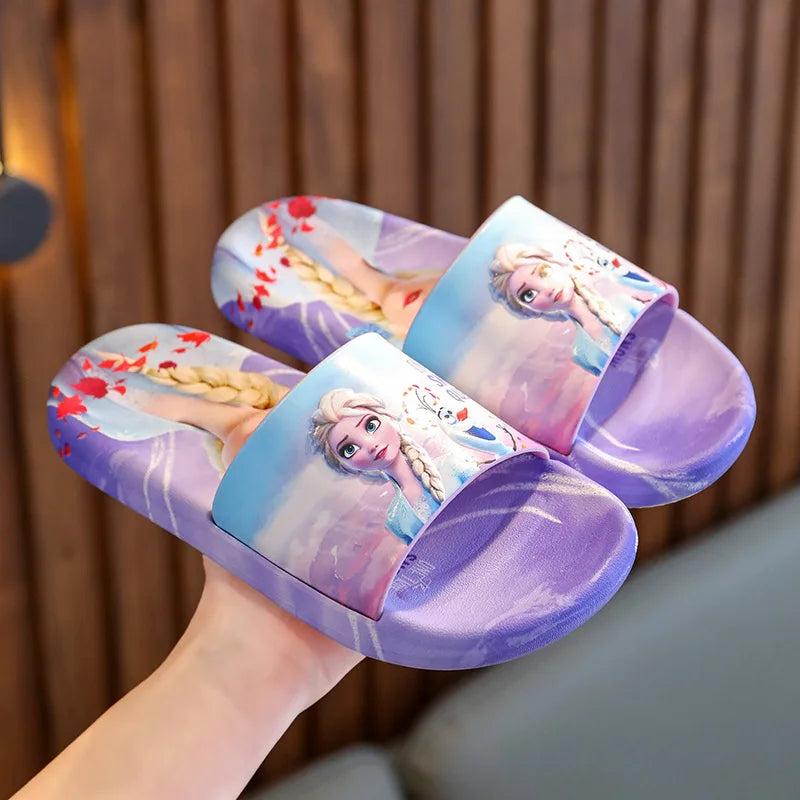 Disney Children's Home Slippers Girls' Summer Home Bathrooms Cartoon Frozen Princess Elsa Sandals Summer Beach Floor Shoes