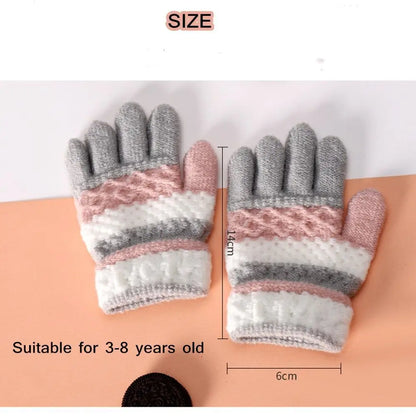 Winter Autumn Soft Knitted Baby Gloves Full Finger Gloves Kids Girls Boys Mittens Outdoor Children Gloves 3-6 Years