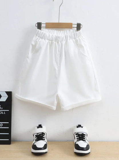 Boys2024 new fashion casual all-match summer simple white shorts