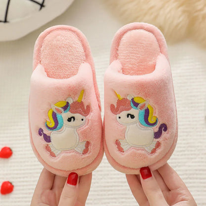 Winter Rabbit Slippers Kids Girls Boys Home Shoes Baby Fur Slides Cotton Indoor Warm Fluffy House Children Unicorn Slipper