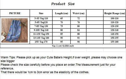 Pants for Girls Jeans Teenagers Children Clothing Butterfly Print Trousers Spring Autumn Baby Kids Clothes Jeans 6 8 10 12 14 Y