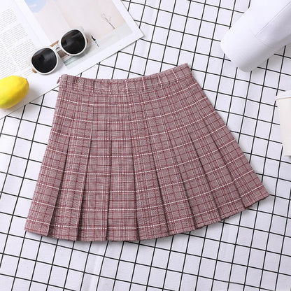 Summer Skirt For Women 2023 Korean Style Clothes Preppy Girls Chic And Elegant  Aesthetic Female A Line Mini Plaid Pleated Skirt