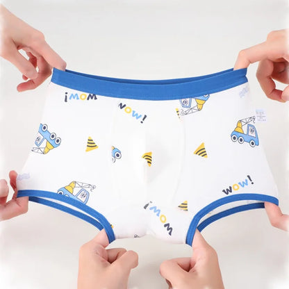 4PCS Boys Cotton Soft Antibacterial Panties Kids Thin Breathable Comfort Underwears 3+y Young Child Clothing Cute Print Knickers