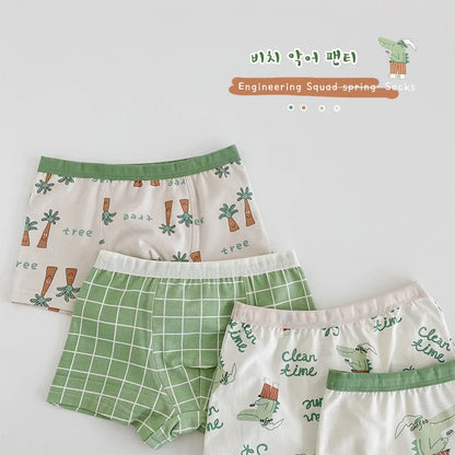 Children's Underwear Baby Panties Boys Cotton Briefs Cartoon Pattern Four Seasons Shorts Soft Ventilate Boxers Fit 2-11Y