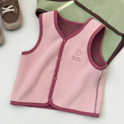 2023 Winter Children's Vest Plush Waistcoats Casual Toddler Vest Outdoor Wear Warm Vest For Kids Boys Girls 1-6Years