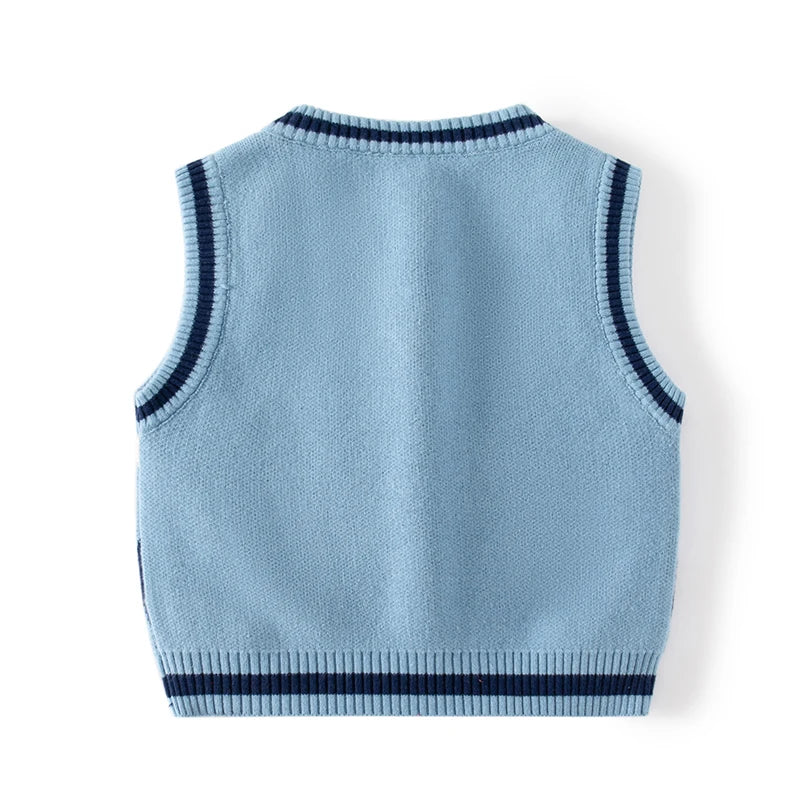 Toddler Kid's Preppy Style Cable Knit Vest, Argyle Pattern Sleeveless Sweater, Baby Boy's Clothing