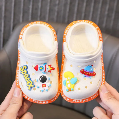 Kids Sandals Hole Children's Shoes Slippers Soft Anti-Skid Cartoon DIY Design Hole Baby Shoes Sandy Beach For Boys Girls