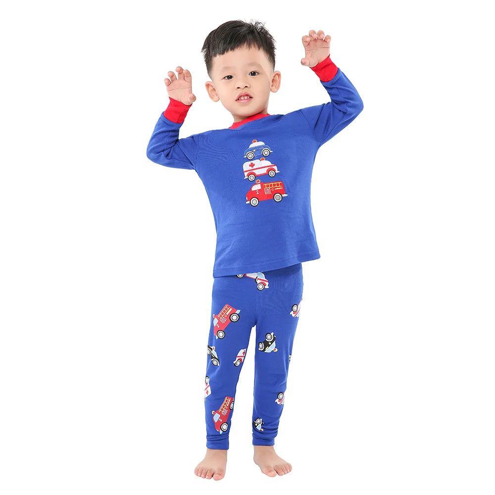 100% Cotton Boys Pajamas Kids Sleepwear Child Nightwear 2pcs Long Sleeve Children's Clothing Sets for 2-8Years