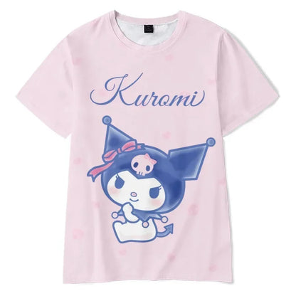 2023 Anime Cartoon Summer Kuromi T-Shirt My Melody Hello Kitty 3D Print Cartoons Clothes Kid Girl Boy Fashion T Shirt Casual Top