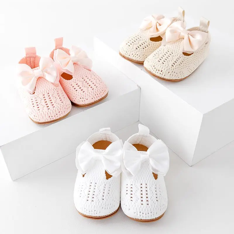 Baby Spring and Autumn Shoes Cute Bowknot for Toddler Girl 0-9-18 Months Infant Shoe Soft Breathable Anti-slip Sole High Quality