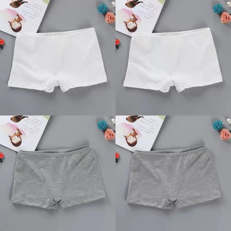 3PC High School Girl Underwear Boxer Trousers Trousers Pure Cotton Solid Color Base Student Breathable Underwear 8-14Years