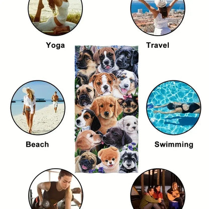 Multi-dog single-sided printed element microfiber beach towel Bath towel super absorbent, soft, easy to carry home essential