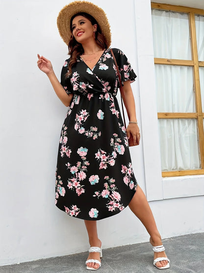 Europe and the  cross-border printed plus-size dress  LYQ033