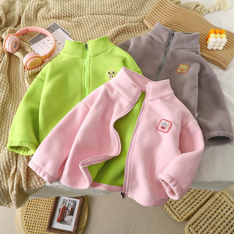 Children's Autumn Winter Clothes Boys Girls Polar Fleece Jacket Kids Thick Warm Hoodie  Girls Boys Casual Coat for 2-7 Years