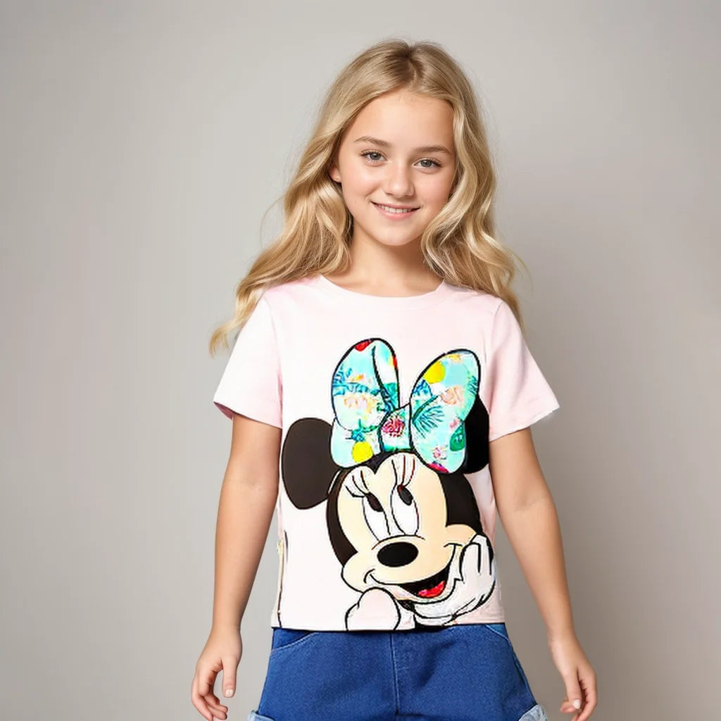 Minnie Mouse Baby Girl T-shirt Summer Toddler Boys Tops Tees Fashion Short Sleeve Kids Tops Tees Child Clothes