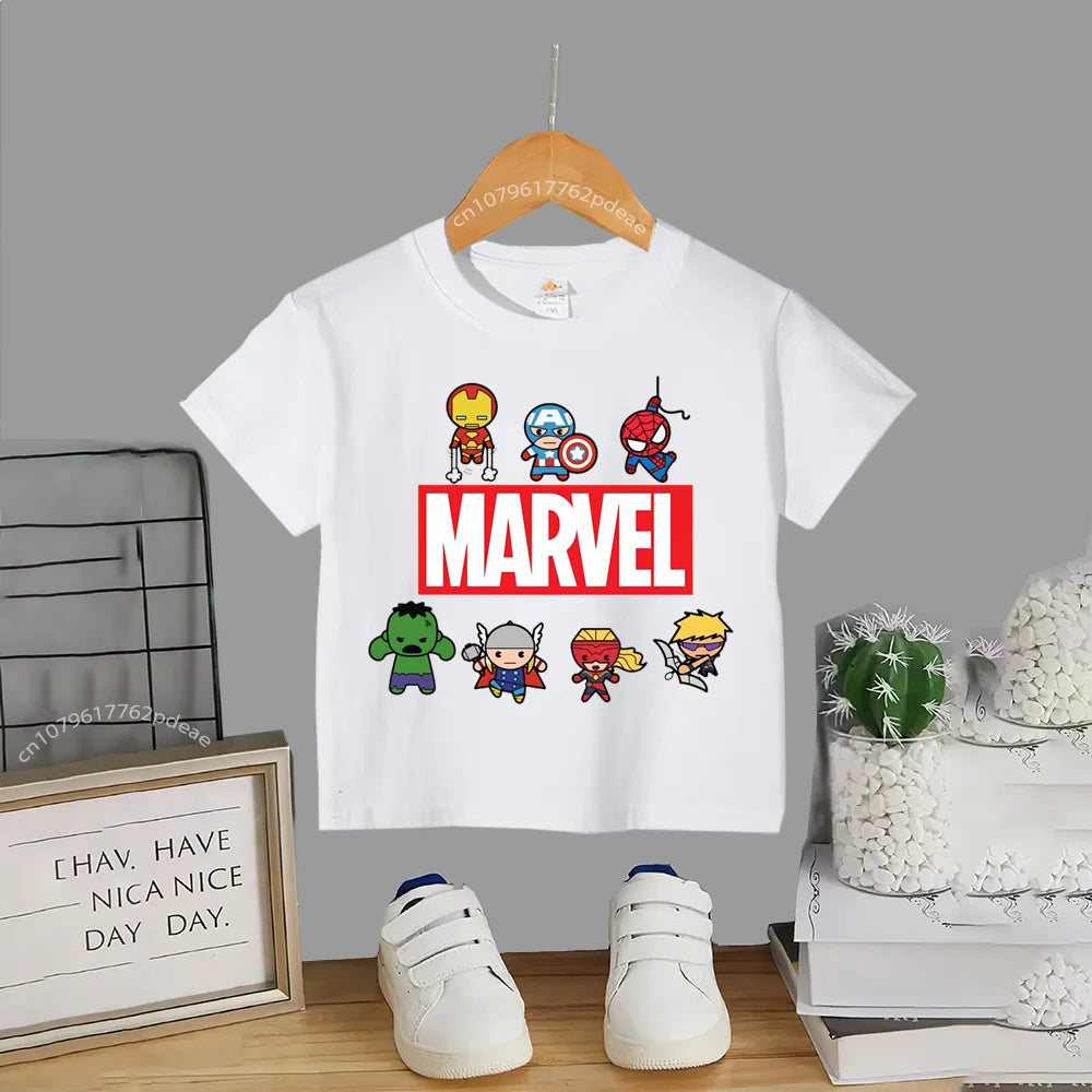 Superhero Teen 100% Cotton T-shirt Children's small cartoon print casual cotton T-shirt for boys and girls Baby comfortable shor