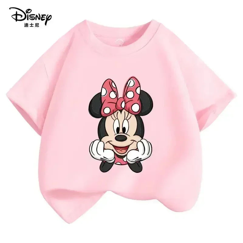 Minnie Mouse Children Cotton T-shirt Boys Girls T Shirt Summer 3-14 Years Toddler Clothing Kids Kawaii Cartoon Tops Tees Summer