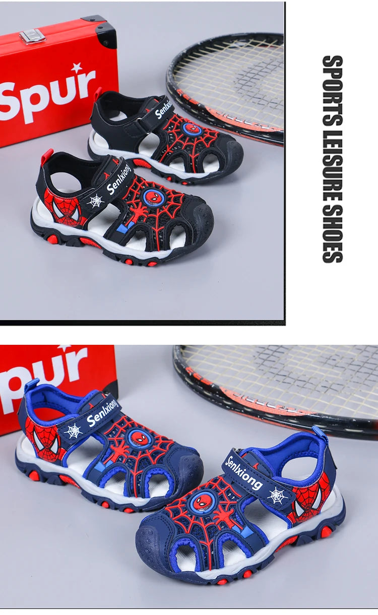 Children's Sandals Summer New Black Red Cartoon Lightweight Boys Girls Beach Shoes Blue Color Blocking Soft Kids Shoes Sandals