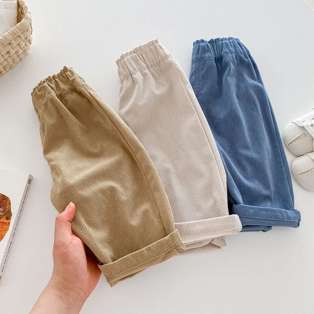 1-5Y Autumn Kids Pants Fashion Corduroy Boys Pants 3 Colors  Boys Trousers Daily Kids Outfit