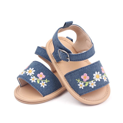 Baby Girl Summer Sandal Embroidery Flower Design for 0-1 Years Old