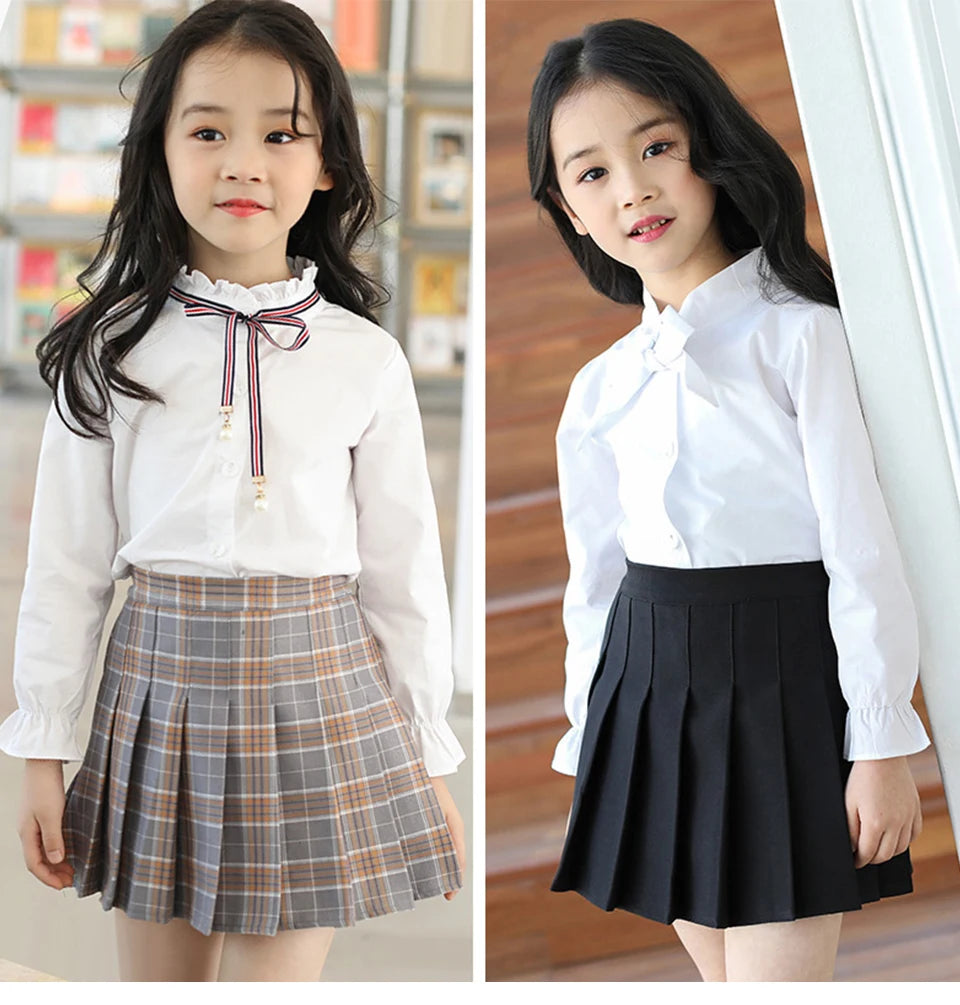 Girls High Waist Solid Pleated Mini Skirt for 4-12Y Girl Summer Korean Preppy Style Fashion Dance Skirts Student A-line Skirts