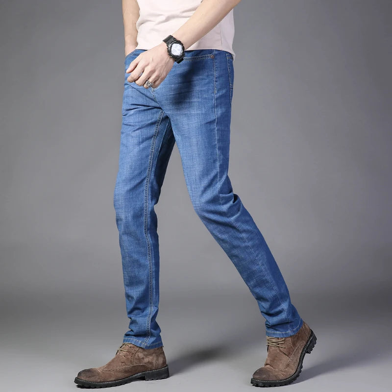 2023 New Classic Men's Denim Pants Straight Fit Casual Style Fashion Blue Pants for Men