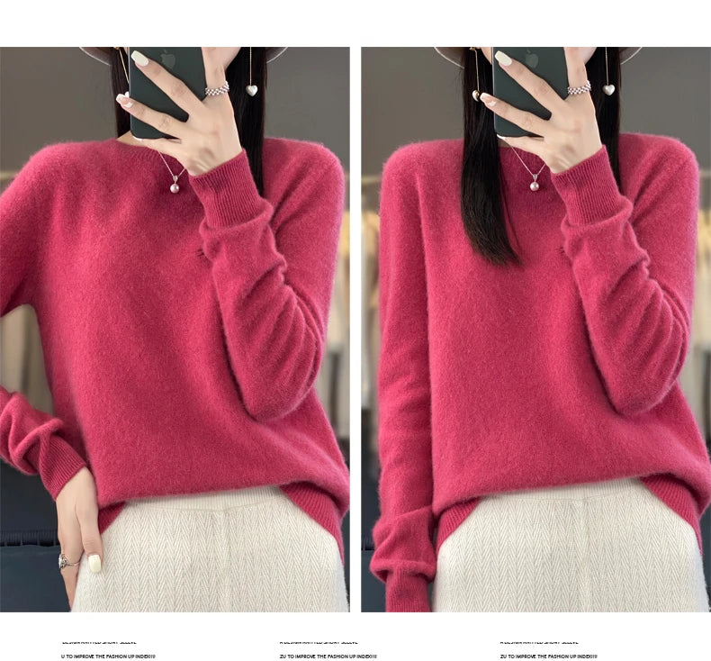 New cashmere sweater women's sweater in autumn and winter 100% merino wool fashion O-neck autumn warm pullover top