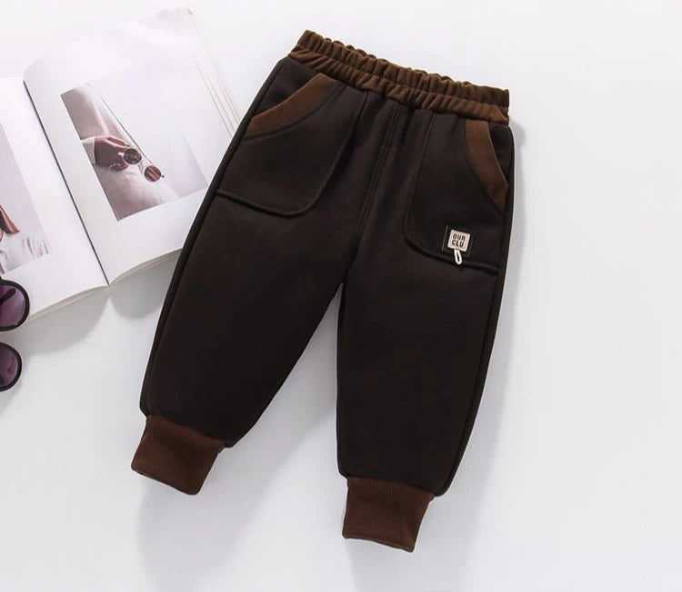 Winter Kids Thick Sweatpant Boys Fleece Warm Jogger Sporty Trousers Autumn Girls Solid Ankle-Length Harem Pant 3+y Child Clothes