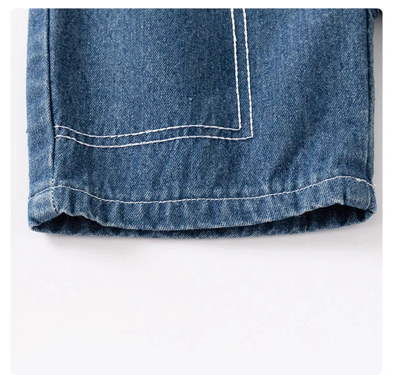 Summer Children Boys Denim Shorts Kids Elastic Waist Pants Toddler Baby Knee Length Trousers for 2-6Y