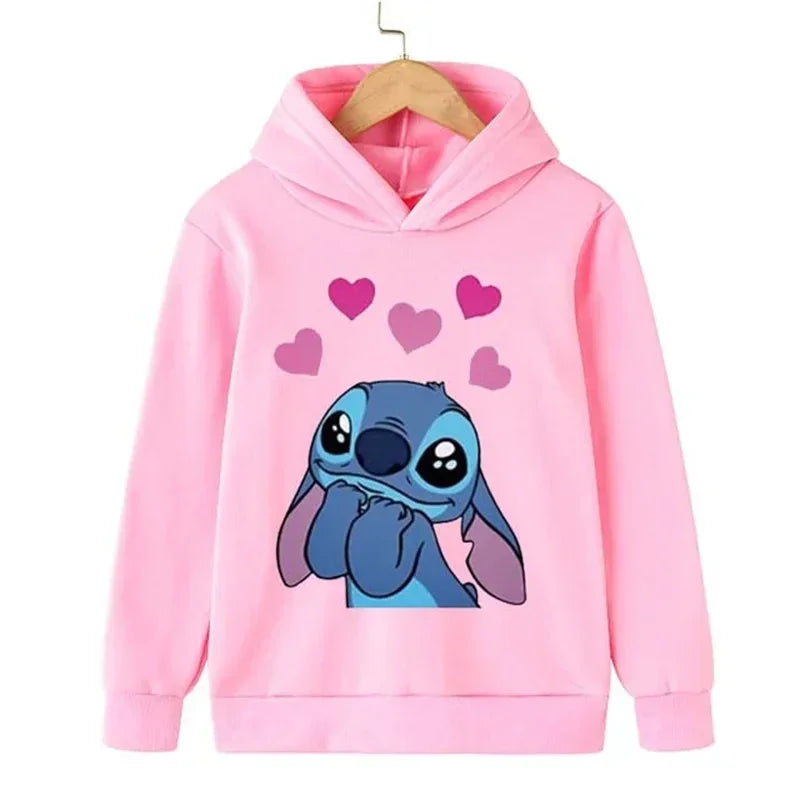 Kawaii Lilo Stitch Hoodie Kids Clothes Girls Clothing Fashion Baby Boys Clothes Autumn Warm Stitch Sweatshirt Children Tops