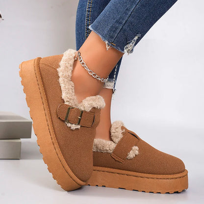 New Keep Warm Winter Ankle Boots Women 2024 Faux Suede Non-Slip Thicken Plush Snow Boots Woman Comfort Slip-On Soft Cotton Shoes